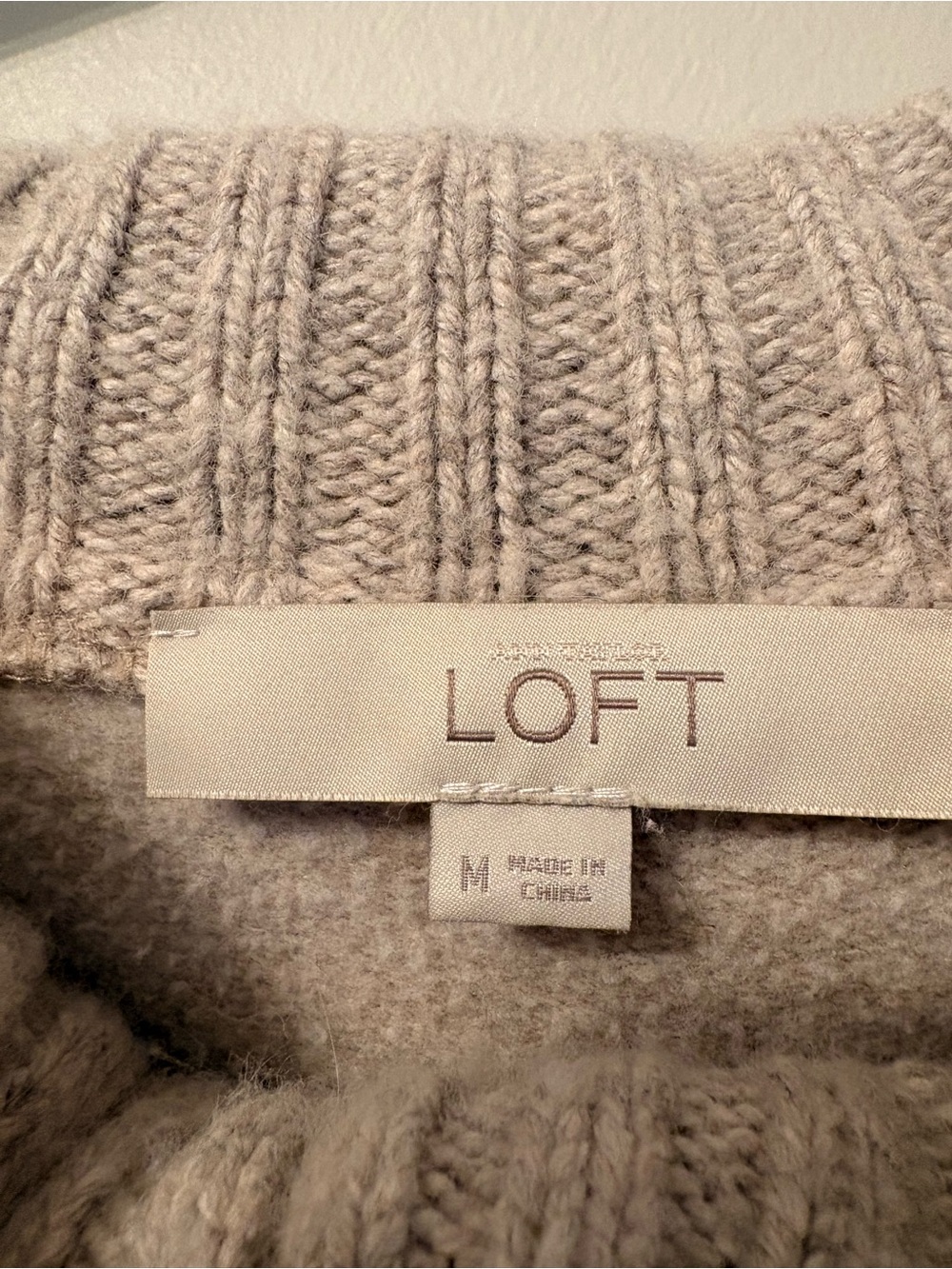 LOFT Cream Cable-Front Cowl Neck Sweater Womens Medium - Picture 4 of 13